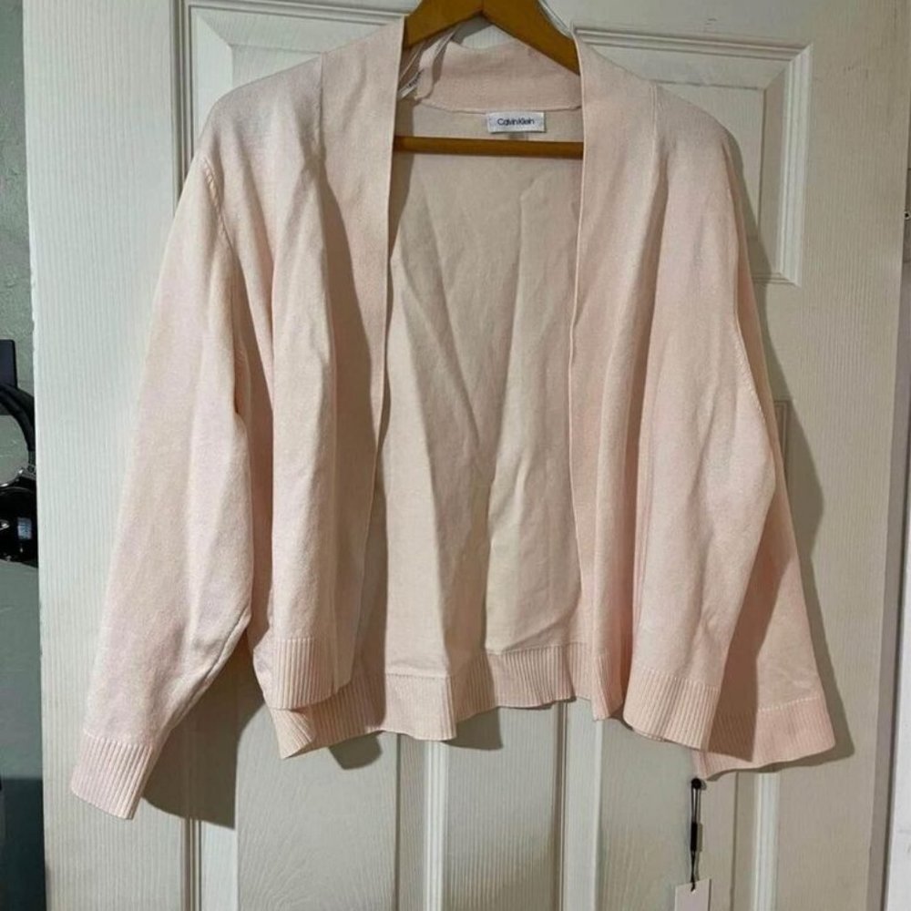 Calvin Klein Plus Size Women’s Cardigan Sweater Shrug 3/4 Sleeve | Blush Size 3x